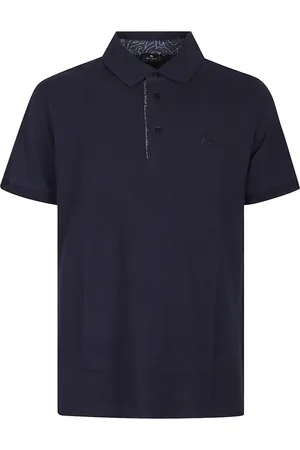 Etro Tops, Heren, Blauw, 2Xl, Polo Shirt met Print en Korte Mouwen