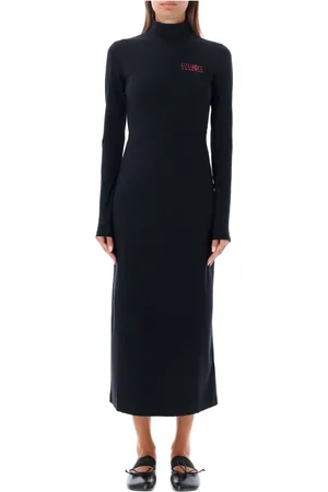 Maison Margiela Kleedjes, Dames, Zwart, M, High Neck Maxi Jurk