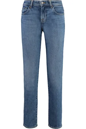 7 for all Mankind Jeans, Dames, Blauw, W24, Katoen, Slim-fit Jeans met metalen details