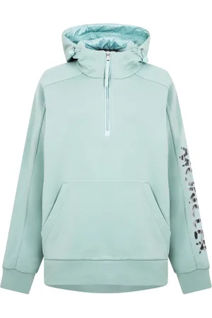 Moncler Sweatshirts & Hoodies, Dames, Groen, M, Katoen, Reflecterende Logo Hoodie