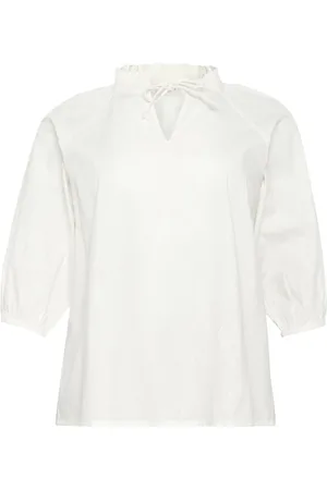 Kaffe Blouses & Shirts, Dames, Wit, 2Xl, Bloemen Geborduurde Blouse