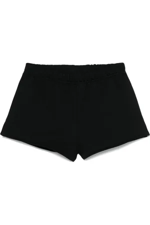 GCDS Korte broeken, Dames, Zwart, S, Zwarte Logo Print Elastische Tailleband Shorts