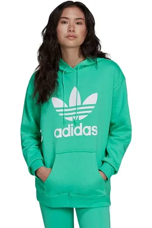 adidas Sweatshirts & Hoodies, Dames, Groen, 2Xl, Katoen, Adicolor Trefoil Hoodie