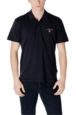 Napapijri Tops, Heren, Zwart, S, Katoen, Zwarte poloshirt met korte mouwen