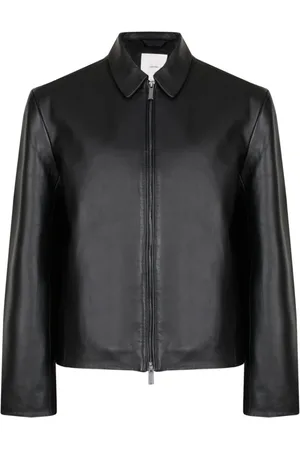 Calvin Klein Jassen, Heren, Zwart, M, Zwarte leren overhemdjasje