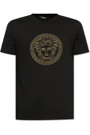 VERSACE Tops, Heren, Zwart, L, Katoen, Katoenen T-shirt