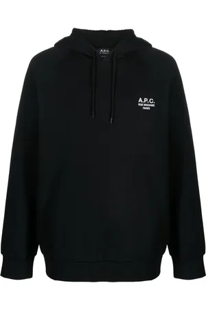 A.P.C. Sweatshirts & Hoodies, Heren, Zwart, M, Katoen, Hoodie met logo-borduursel