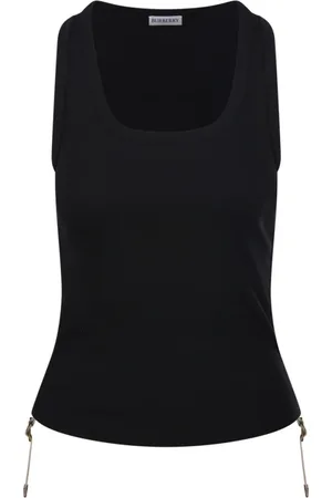Burberry Tops, Dames, Zwart, M, Katoen, Zwarte Tanktop met stijl Su 25-Ww-For-2.6.051