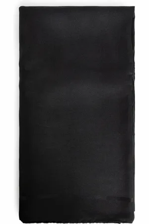 Saint Laurent Accessoires, Dames, Zwart, ONE Size, Zwarte Zijden Sjaal Cassandre Design