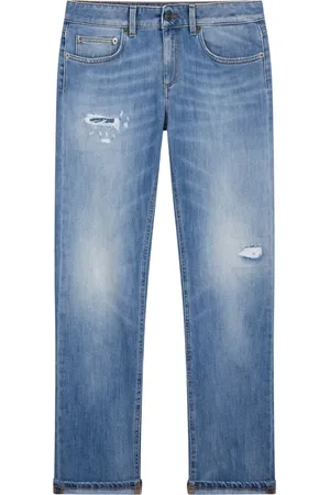 Dondup Jeans, Heren, Blauw, W30, Denim, Slim Fit Denim Jeans met Rip-Details