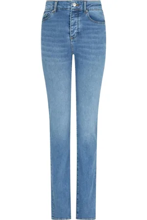 Armani Exchange Jeans, Dames, Blauw, W28, Slim Fit Riemlus Logo Jeans