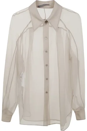 Alberta Ferretti Blouses & Shirts, Dames, , S, Chiffon, Chiffon Shirt met Organza Details