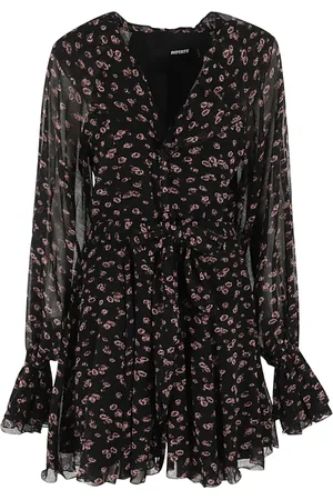 ROTATE Kleedjes, Dames, Zwart, S, Polyester, Crinkled Mini Jurk