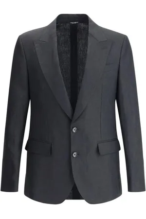 Dolce & Gabbana Pakken, Heren, Zwart, XL, Linnen, Linnen blazer met puntige revers
