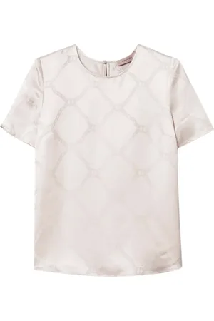 Twin-Set Blouses & Shirts, Dames, Wit, L, Witte Jacquard Ovaal T-shirt