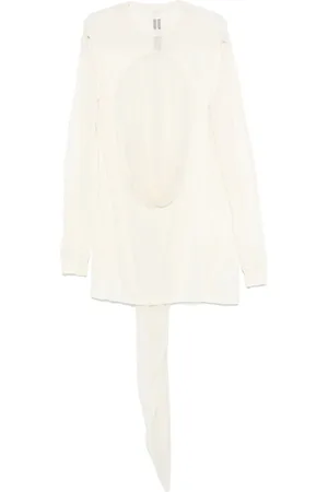 Rick Owens Tops, Heren, , S, Witte Crew Neck Longsleeve T-shirt