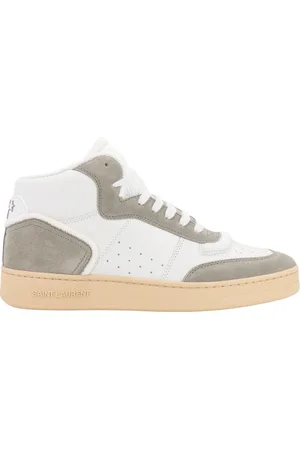 Saint Laurent Schoenen, Heren, Wit, 41 EU, Suède, Leren en suède sneakers