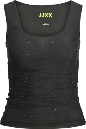JACK & JONES Tops, Dames, Zwart, L, Glanzende Zwarte Top met Strass