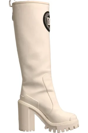Dolce & Gabbana Schoenen, Dames, Wit, 37 EU, Katoen, DG Logo Biker Trekking Laarzen