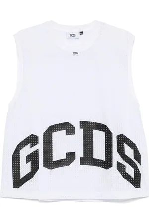 GCDS Tops, Heren, Wit, M, Wit Crew Neck T-shirt met Geperforeerde Details