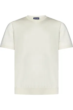 DRUMOHR Tops, Heren, Wit, L, Wol, Luxe wit T-shirt met zijde