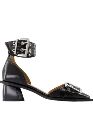 Ganni Schoenen, Dames, Zwart, 38 EU, Leer, Zwarte open pumps - Synthetisch