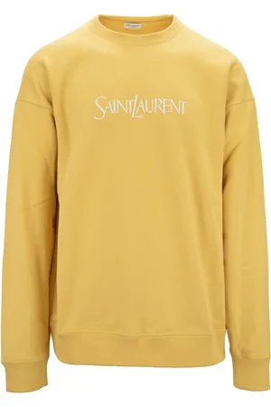 Saint Laurent Sweatshirts & Hoodies, Heren, Geel, S, Katoen, Geborduurde katoenen sweatshirt