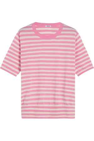 Aspesi Tops, Dames, Roze, 2Xs, Katoen, Gestreept katoen, zijde en linnen T-shirt