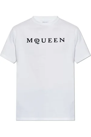 Alexander McQueen Tops, Heren, Wit, S, Katoen, T-shirt met logo