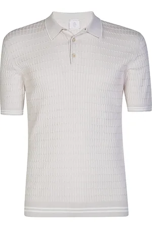 ELEVENTY Truien, Heren, Wit, L, Katoen, Sea Island Cotton Polo Vlecht Gebreid