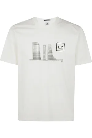 C.P. Company Tops, Heren, Wit, S, Stedelijke Gebouwen Jersey T-Shirt