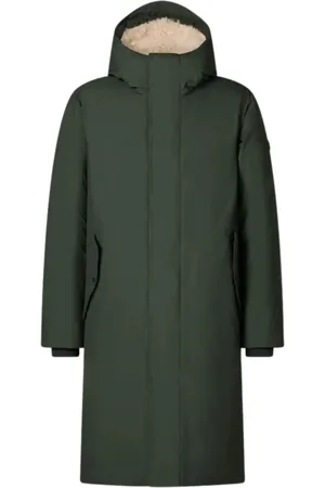save the duck Mantels, Heren, Groen, L, Nylon, Lange gewatteerde parka met imitatiebont