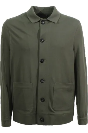 Circolo Jassen, Heren, Groen, XL, Katoen, Groene Katoenen Jas met Knoopsluiting