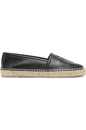 Saint Laurent Schoenen, Dames, Zwart, 36 EU, Leer, Zwarte Kalfsleren Espadrilles