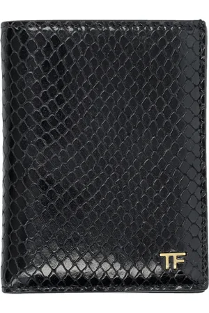 Tom Ford Accessoires, Heren, Zwart, ONE Size, Zwarte Slangenprint Kaarthouder Portemonnee