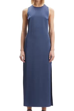 Samsøe Samsøe Kleedjes, Dames, Blauw, M, Polyester, Moulin Rouge Jurk met Gedraaide Rug