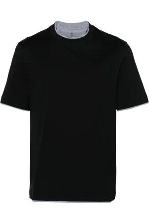 Brunello Cucinelli Tops, Heren, Zwart, L, Katoen, Zwarte T-shirts & Polos Ss 24
