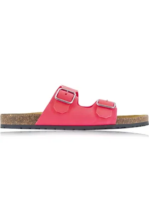 Saint Laurent Schoenen, Dames, Roze, 37 1/2 EU, Leer, Sandalen met gespsluiting van leer