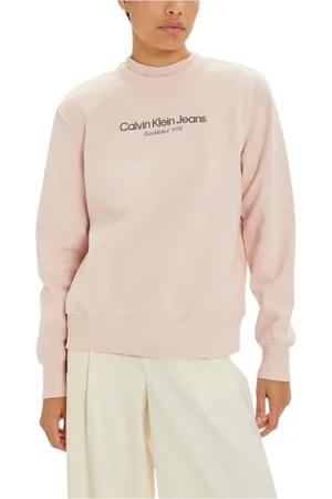 Calvin Klein Sweatshirts & Hoodies, Dames, Roze, S, Roze Sweatshirt met Lange Mouwen voor Vrouwen