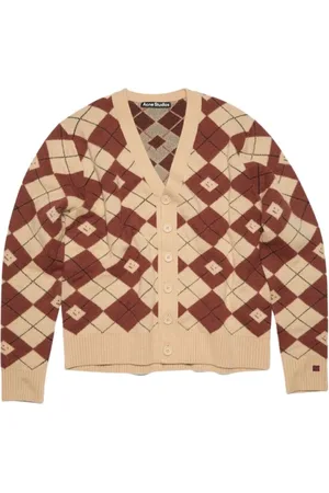 Acne Studios Truien, Dames, Rood, L, Wol, Biscuit Beige | Dieprode Gebreide Cardigan
