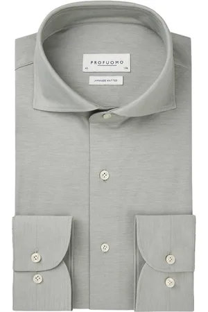 Profuomo Overhemden, Heren, Groen, L, Groene X-Cutaway Overhemd