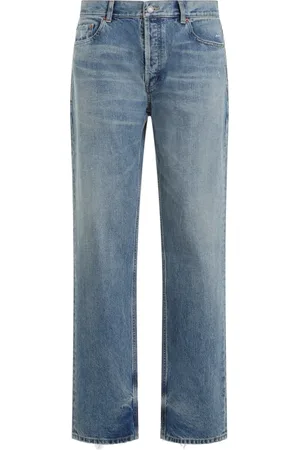Saint Laurent Jeans, Heren, Blauw, W30, Katoen, Relaxte Straight Cotton Jeans