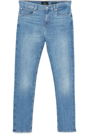 7 for all Mankind Jeans, Heren, Blauw, W33, Katoen, Indigo Classic Five Pocket Jeans