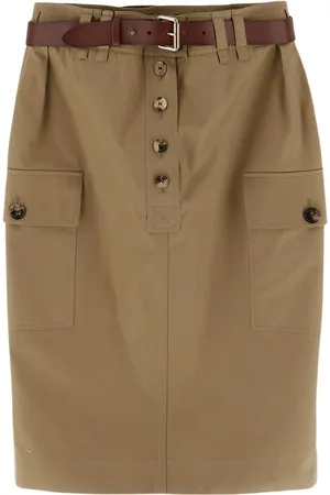 Saint Laurent Rokken, Dames, Bruin, L, Katoen, Cassandre Midi Rok