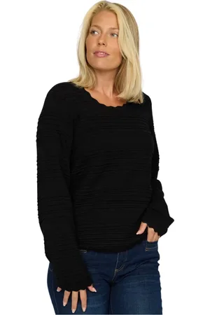 2-Biz Truien, Dames, Zwart, S, Rondgebreide trui
