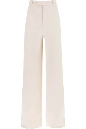 Saint Laurent Broeken, Dames, Wit, M, Satijn, Palazzo Broeken
