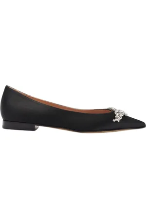 Scarosso Schoenen, Dames, Zwart, 38 1/2 EU, Satijn, Satijnen ballerina`s met strass accent