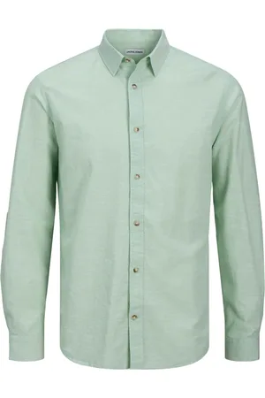 JACK & JONES Overhemden, Heren, Groen, S, Groene Zomer Essentials Shirt