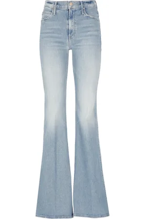 Mother Jeans, Dames, Blauw, W26, Katoen, Blauwe Katoenen Wijde Pijp Jeans