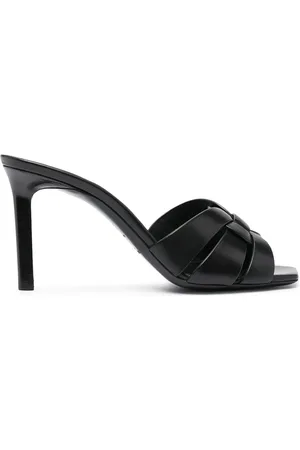 Saint Laurent Schoenen, Dames, Zwart, 39 EU, Leer, Tribute 85 Mule Sandalen